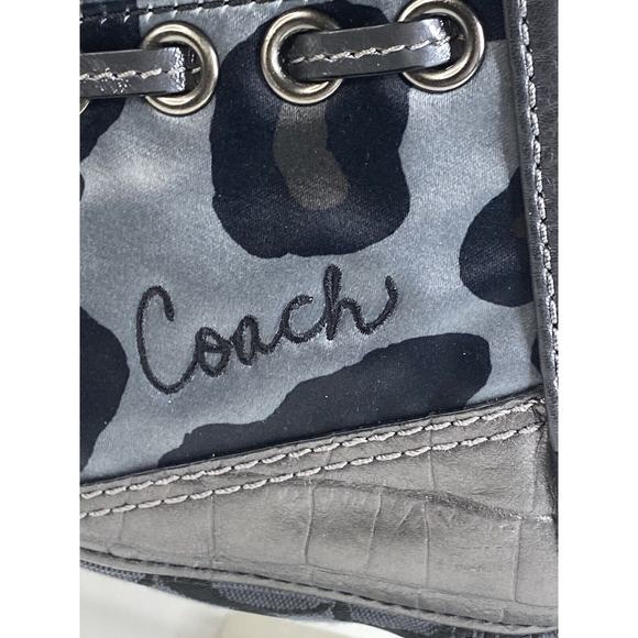 Coach Zoe Patchwork Silver Animal Print Black Gray Purse Suede Model f0873-12901 - Picture 9 of 16